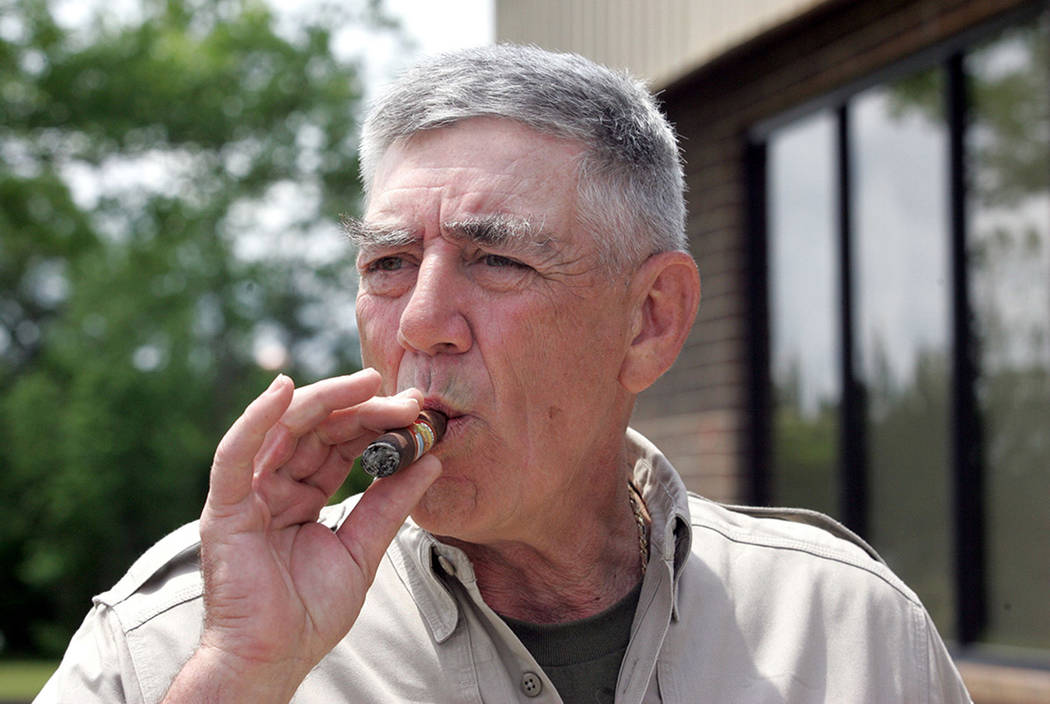R. Lee Ermey smoking a cigarette (or weed)
