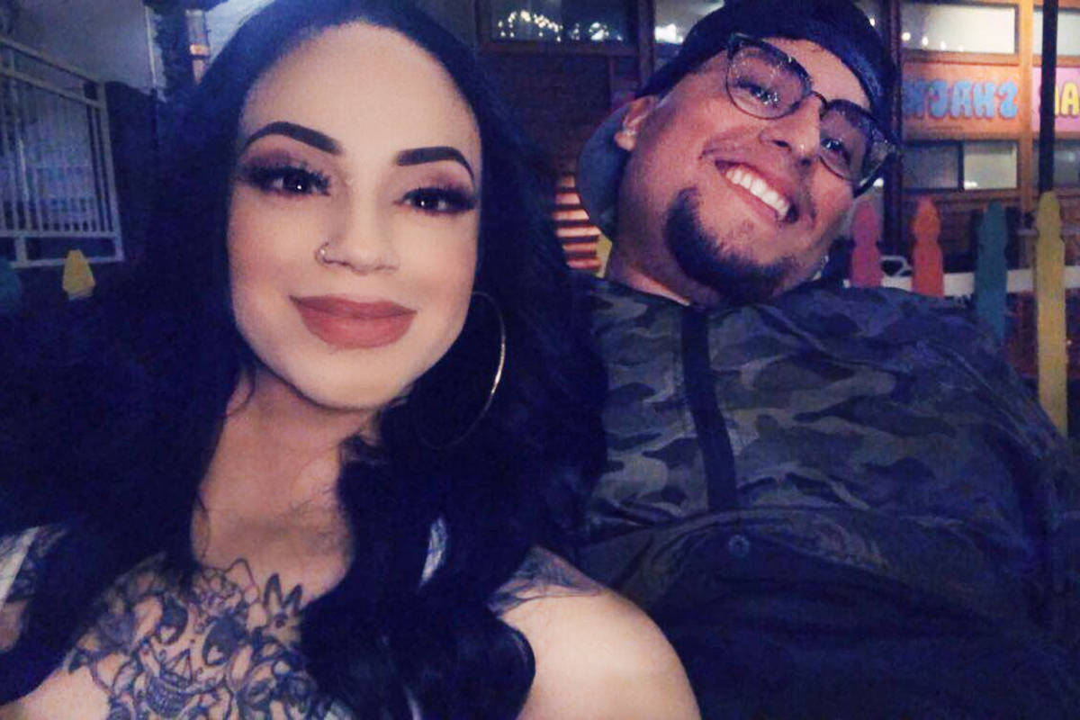 Junior David Lopez with his fiancee, Amber Bustillos. Lopez was shot and killed by Las Vegas po ...