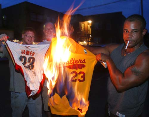 burning lebron jersey