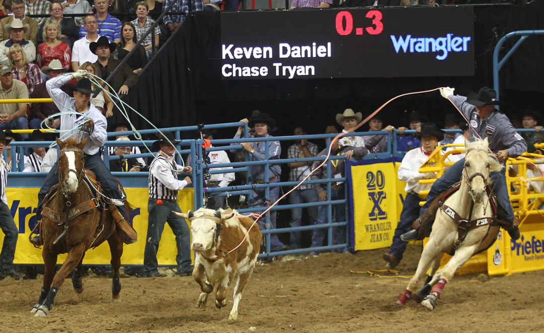 Team Roping at the second round of the NFR Las Vegas ReviewJournal