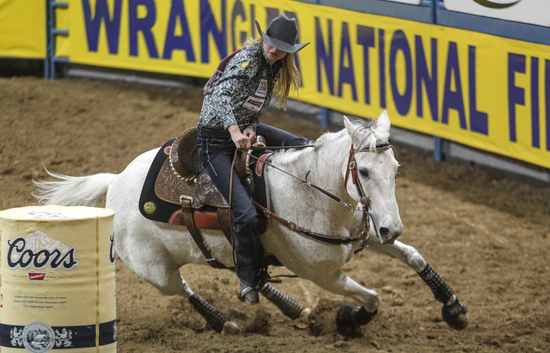 Barrel Racing in Round 4 of the NFR National Finals Rodeo Sports