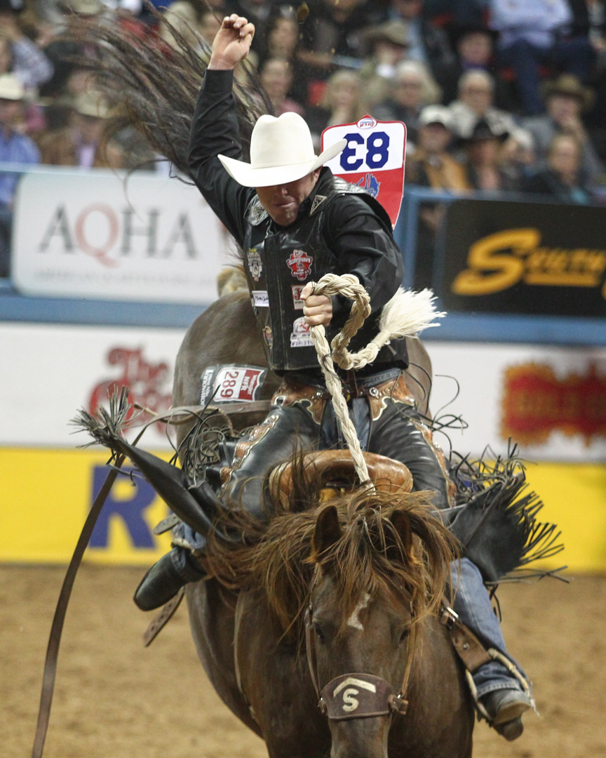 Saddle Bronc Riding in Round 6 of the NFR Las Vegas ReviewJournal