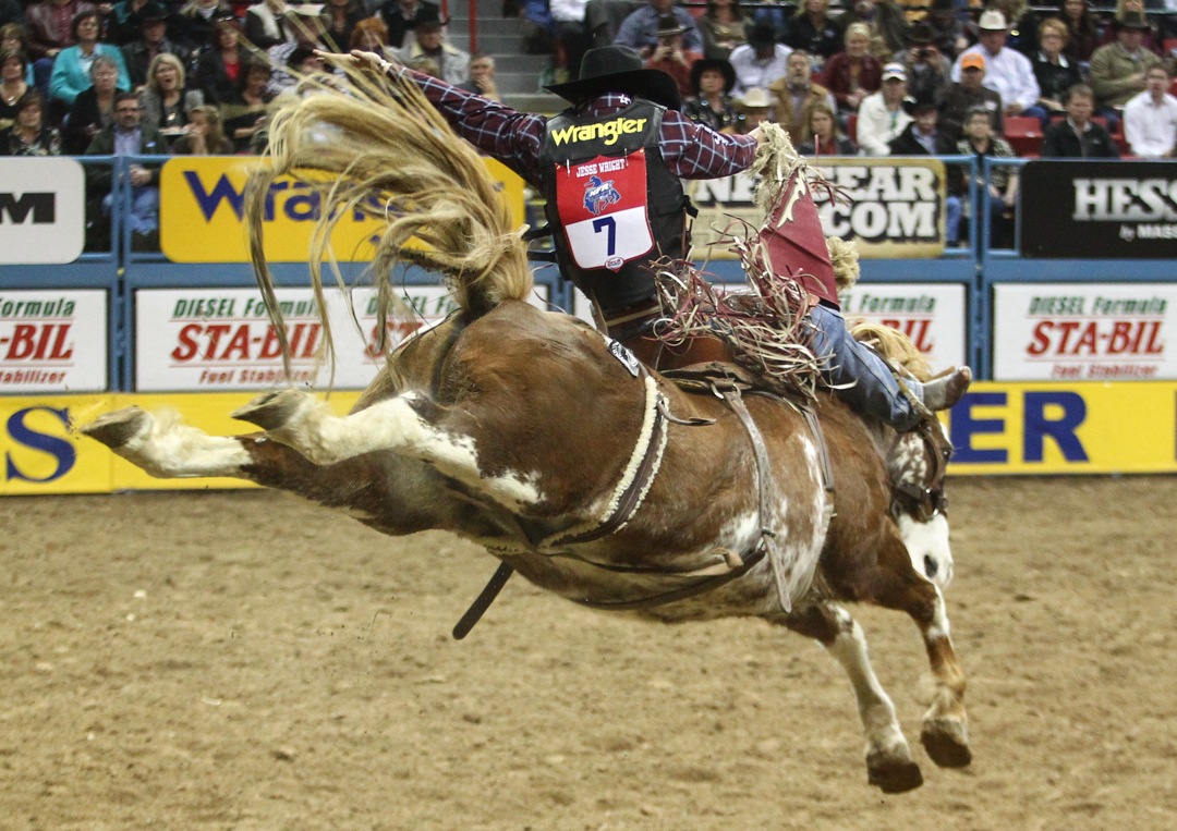 Saddle Bronc Riding in Round 6 of the NFR Las Vegas ReviewJournal
