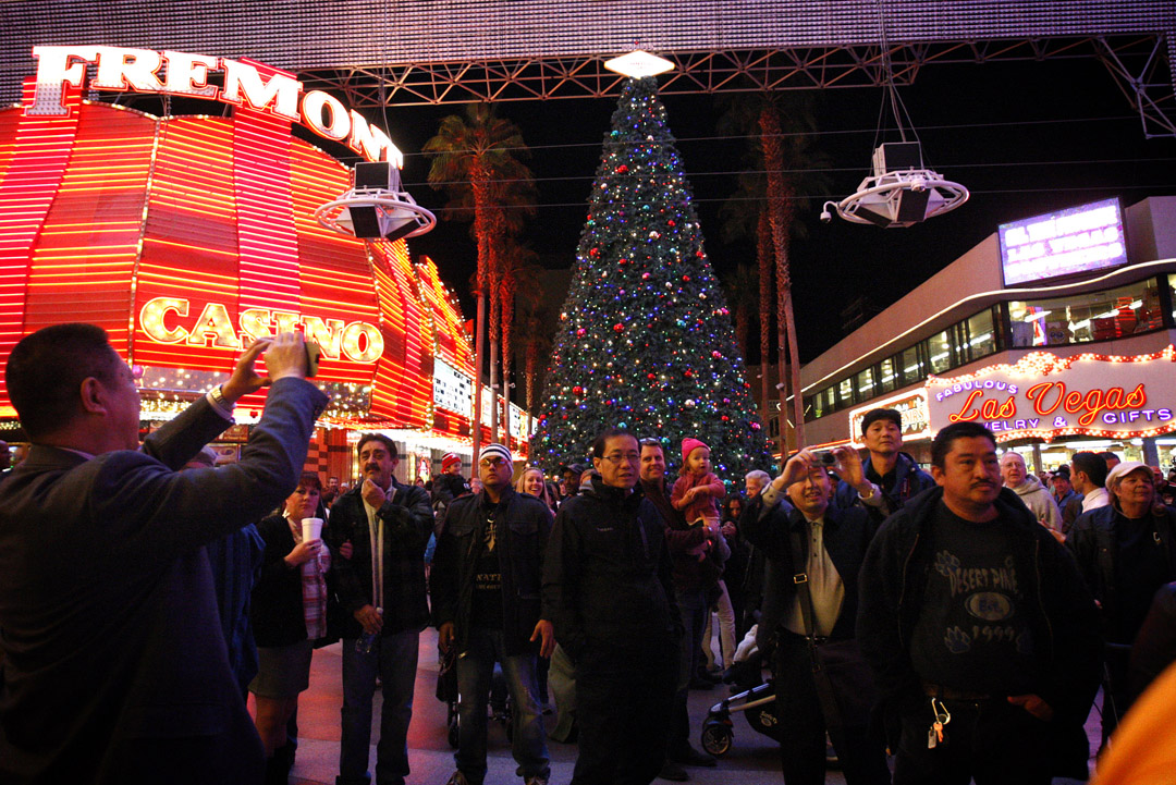 Las Vegas Christmas Tree lighting at the Fremont Street Experience