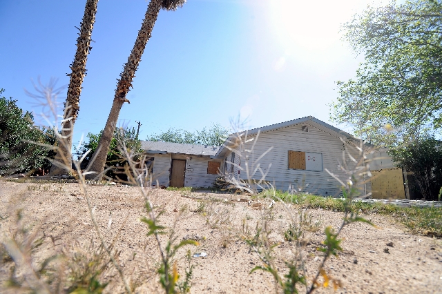 A general view of an unoccupied home is seen March 29 at 3200 Bluebird St. in Las Vegas. There are an estimated 40,481 vacant single-family homes in the Las Vegas Valley, data show.