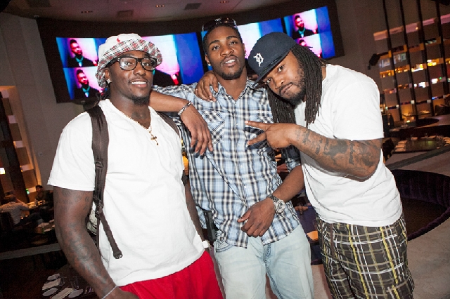 NFLer Mikel Leshoure celebrated his birthday by eating with NFL buddies Martez Wilson and Terry Hawthorne on Saturday at Heraea in the Palms.