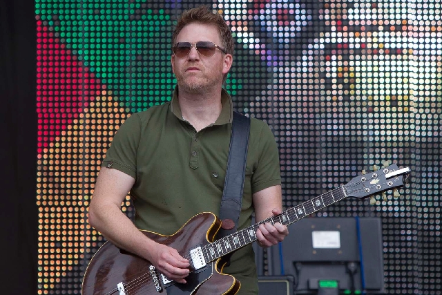British musician Phil Cunningham of New Order performs onstage at Hyde Park in central London in August. The band is scheduled to play in Las Vegas on Thursday.
