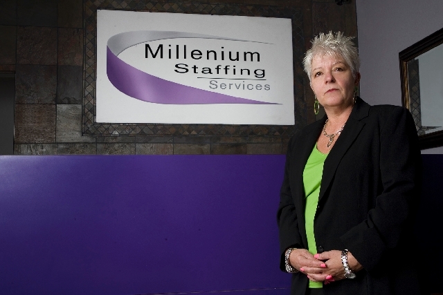 Donna Lattanzio, CEO of Millenium Staffing Services,  poses in her office at 8230 W. Charleston Blvd.