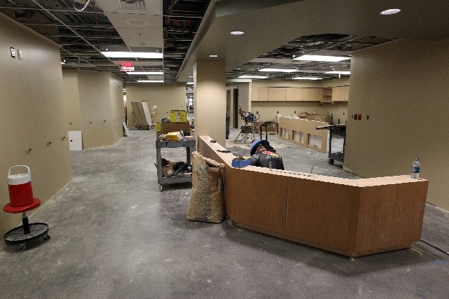 Construction continues on the third floor nursing station at MountainView Hospital. The hospital is undergoing an $85 million expansion.