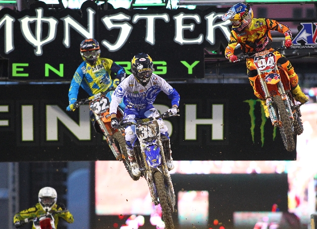250SX West main event racers compete Saturday in the Monster Energy AMA Supercross season finale at Sam Boyd Stadium. The series' future in Las Vegas is cloudy after next year.