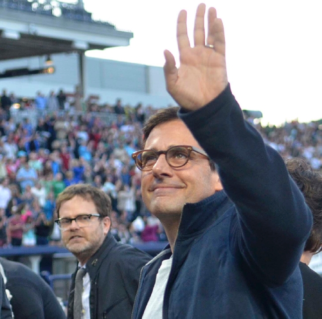 Steve Carell makes a surprise appearance at "The Office" Wrap Party at PNC Field on Saturday in Scranton, Pa.