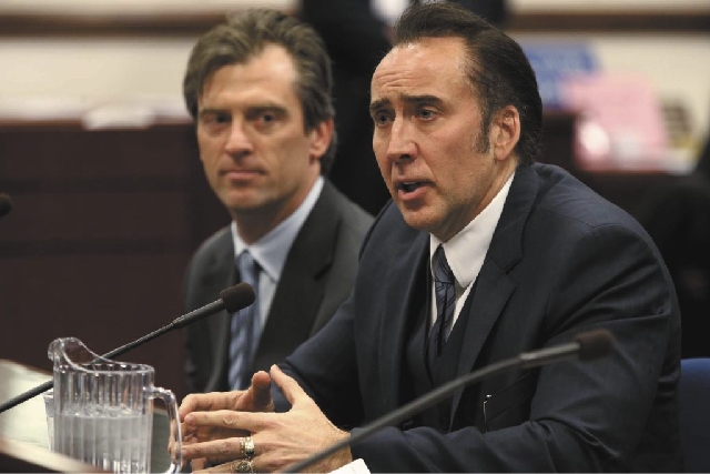Actor Nicolas Cage testified in support of a bill proposing tax incentives to filmmakers at the Legislative Building Carson City, Nev. on Tuesday. Proponents of the measure say it will bring jobs ...