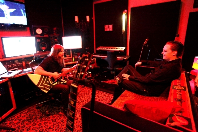 Kevin Churko, left, and son Kane work in The Hideout, their recording studio on Las Vegas Boulevard South. "We're here 10 to 12 hours a day, six or seven days a week," Kane said