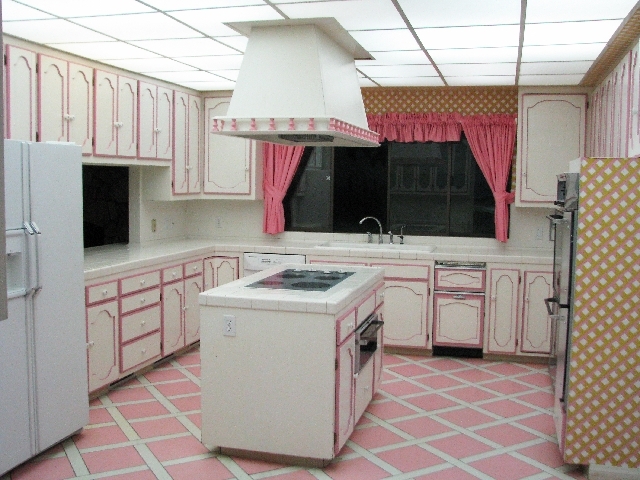 The kitchen inside the underground home at 3970 Spencer St. comes equipped with an island stove.