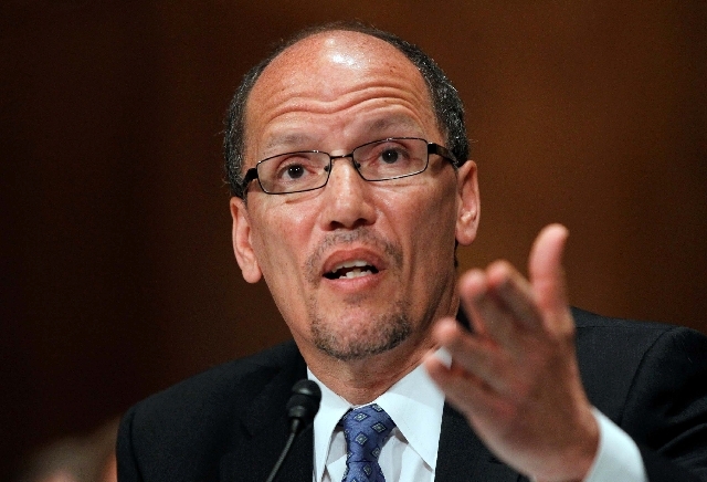 Thomas Perez testifies in April on Capitol Hill in Washington before the Senate Health, Education, Labor and Pensions Committee hearing on his nomination as Labor Secretary. With Perez now confirm ...