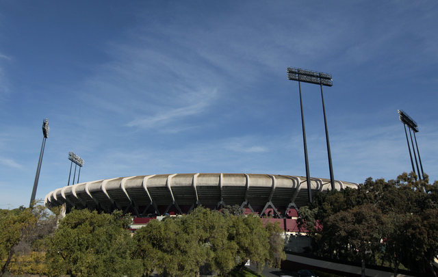 File- This Nov. 11, 2012 file photo shows Candlestick Park is shown before an NFL football game between the San Francisco 49ers and the St. Louis Rams in San Francisco. A football fan fell from an ...