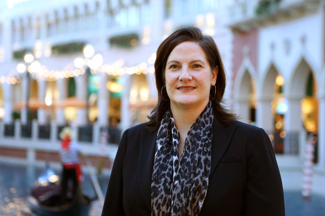 Janet LaFevre, senior marketing manager at Grand Canal Shoppes and Fashion Show Mall, stands near the gondola ride at the Grand Canal Shoppes in the Venetian hotel-casino Frida in Las Vegas. (Rond ...