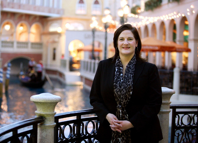 Janet LaFevre, senior marketing manager at Grand Canal Shoppes and Fashion Show Mall, stands near the gondola ride at the Grand Canal Shoppes in the Venetian hotel-casino Friday in Las Vegas. (Ron ...