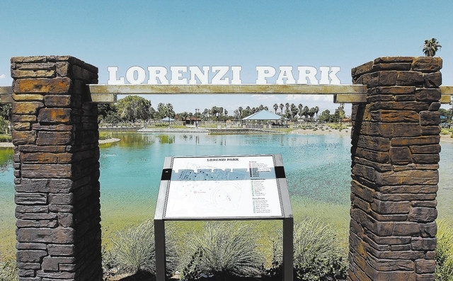 A new sign marks the south end of Lorenzi Pond at Lorenzi Park. (Jason Bean/View)