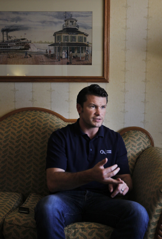 Concerned Veterans for America C.E.O. Pete Hegseth speaks to the Review-Journal about how he is helping veterans from the wars in Iraq and Afghanistan to launch a west coast bus tour, called Defen ...