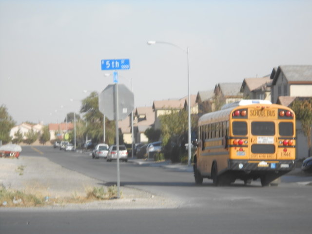 A bus rolls past the intersection of North 5th Street and East La Madre Way in North Las Vegas Oct. 28. A $135 million overhaul on the street, one of only two major city-maintained commuter routes ...