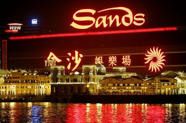 Las Vegas Sands casino sits behind the Fishermans Wharf in Macau