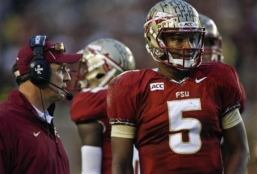 Florida State quarterback Jameis Winston look on from the sidelines during the first half of a game against Idaho in Tallahassee, Fla. (AP Photo/Phil Sears)