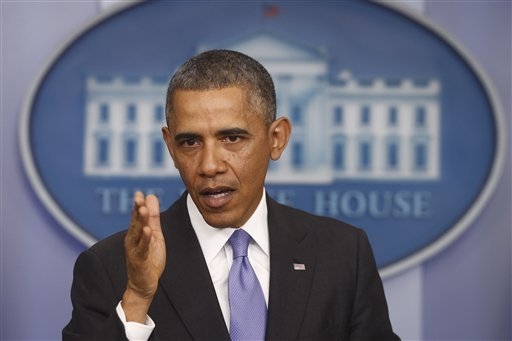 President Barack Obama speaks about his signature health care law in the Brady Press Briefing Room at the White House in Washington, Thursday, Nov. 14, 2013. Bowing to pressure, President Barack ...