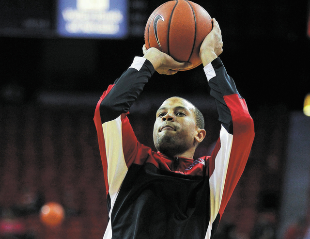 UNLV’s Bryce Dejean-Jones warms up before taking on UCSB during their basketball game at the Thomas & Mack Center in Las Vegas on Nov. 12, 2013. (Jason Bean /Las Vegas Review-Journal)