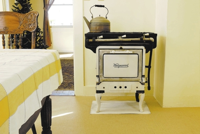 A stove and oven is on display at an old railroad cottage at the Clark County Museum in Henderson Thursday. (John Locher/Las Vegas Review-Journal)