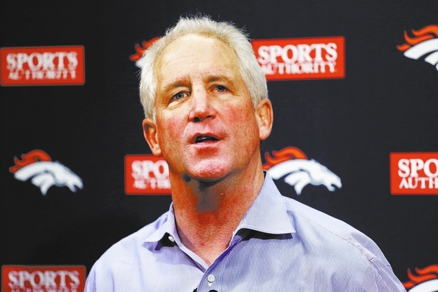 Denver Broncos head football coach John Fox speaks at a news conference at the NFL team's headquarters in Englewood, Colo. on Monday. Fox returned to work on Monday for the first time since having ...