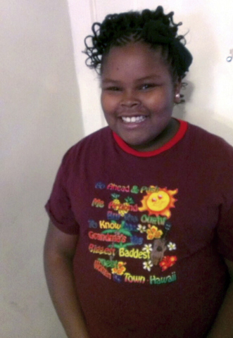 This undated file photo provided by the McMath family and Omari Sealey shows Jahi McMath. McMath remains on life support at Children's Hospital Oakland nearly a week after doctors declared her bra ...