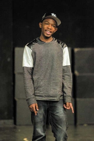 Fifteen-year-old UNLV student Ke'Andre Blackston Jr. performs the song "Tonight" from "West Side Story" in his Musical Theater class at the Paul Harris Theatre on the UNLV camp ...