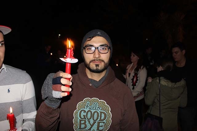 Participant Vincent Medina says HIV/AIDS awareness an important part of World AIDS Day at an event at UNLV Sunday night. (Wesley Juhl/Las Vegas Review-Journal)