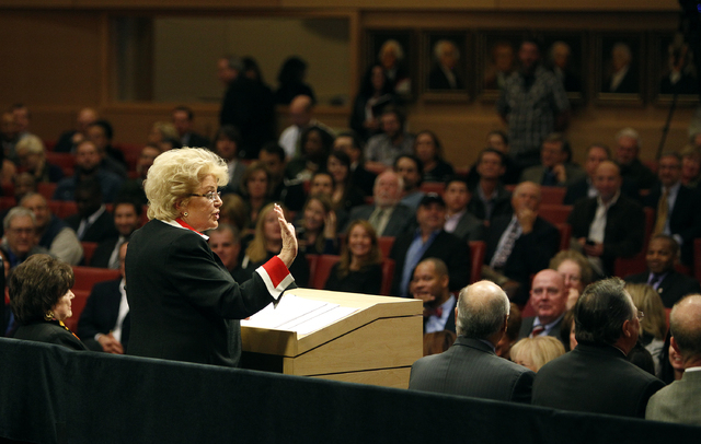 Las Vegas Mayor Carolyn Goodman gives a state of the city speech at Las Vegas City Hall on Jan. 9. (John Locher/Las Vegas Review-Journal)