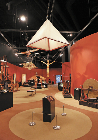 The "Leonardo Da Vinci: Machines in Motion" exhibit is shown at Springs Preserve Thursday, Jan. 23, 2014, in Las Vegas. The exhibit, which is located in the Origen Museum at Springs Pres ...