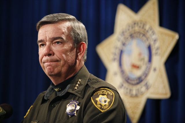 Sheriff Doug Gillespie holds a press conference at the Las Vegas Police headquarters in Las Vegas Tuesday, Jan. 21, 2014. (John Locher/Las Vegas Review-Journal)