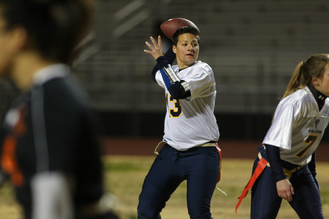 Foothill quarterback Sam Fennell prepares to pass Wednesday in the Falcons’ 39-12 victory ...