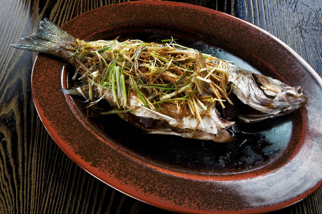 The Whole Striped Bass plate is displayed at Yellowtail Japanese Restaurant and Lounge located in the Bellagio hotel-casino in Las Vegas on Friday, Jan. 24, 2014. (Jeferson Applegate/Las Vegas Rev ...