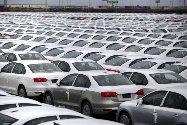 Volkswagen Jettas produced in Mexico for export are parked at the port terminal in the Gulf city of Veracruz, Mexico. Mexico is on track to replace Japan as the second-largest exporter of cars to ...