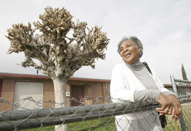CRAIG L. MORAN/LAS VEGAS REVIEW-JOURNAL
News-- Agnes Marshall, age 78, stands in front of her home located at 1666 D. St in the Berkley Square neighborhood Monday November 23, 2009. Marshall has o ...