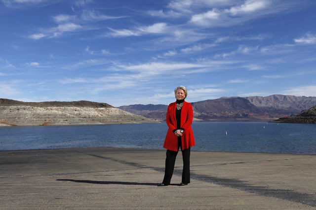 Southern Nevada Water Authority General Manager Pat Mulroy poses for a portrait at Lake Mead near Boulder City, Nev. Wednesday, Jan. 22, 2014. (John Locher/Las Vegas Review-Journal)