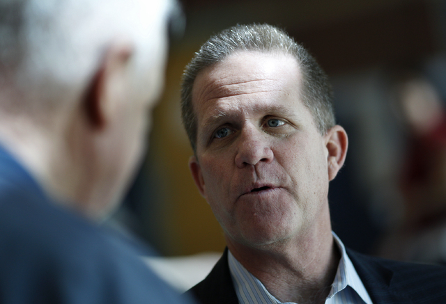 GOP lieutenant governor candidate Mark Hutchison attends a precinct meeting in Las Vegas Saturday, Feb. 22, 2014. (John Locher/Las Vegas Review-Journal)