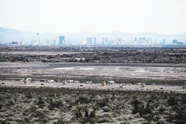 Small towers are seen in shotgun area of the Clark County Shooting Complex in Las Vegas Thursday, Feb. 20, 2014. (John Locher/Las Vegas Review-Journal)