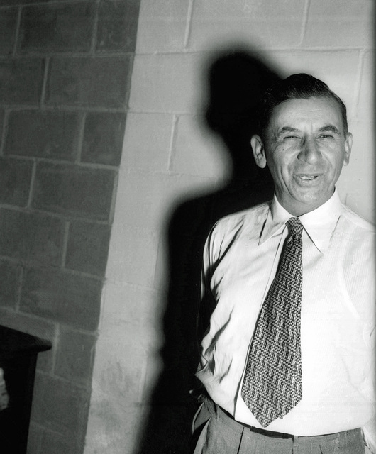 Reputed mobster Meyer Lansky of New York City appears after surrendering in Ballston Spa, N.Y., ...