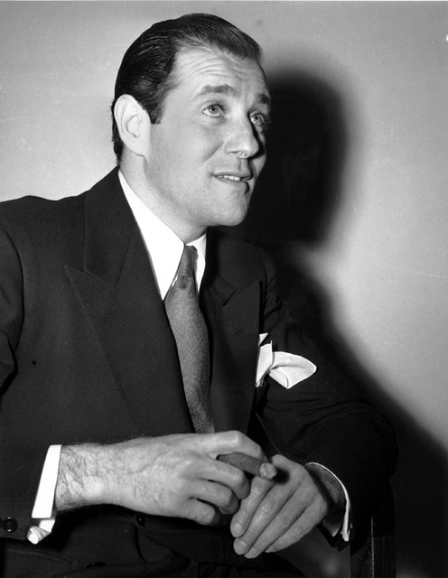 Benjamin "Bugsy" Siegel poses after apprehension in Los Angeles on April 17, 1941 in ...