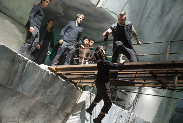 This photo released by Summit Entertainment shows, from left, Miles Teller, Shailene Woodley, Ben Lamb, Zoe Kravitz, and Jai Courtney, in a scene from the film, "Divergent." The film rel ...