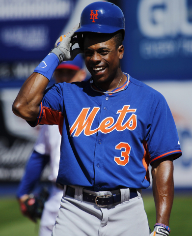 New York Mets Curtis Granderson stands at the plate in the first inning  against the San