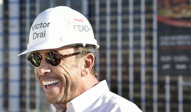 Victor Drai tours the construction site for Drai's Beachclub and Nightclub on the roof of The Cromwell, 3595 Las Vegas Blvd. South, on Friday. (Bill Hughes/Las Vegas Review-Journal)