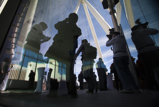 People view the High Roller at The Linq during a media preview on Monday, March 31, 2014. The world's tallest observation wheel opened to the public today.(Jeff Scheid/Las Vegas Review-Journal)